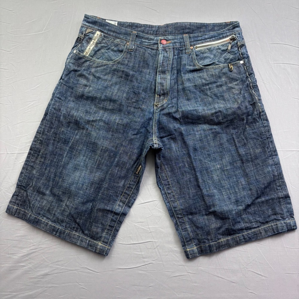 Parish Nation Mens Denim Shorts‎ Size 40 Dark Wash Streetwear Embroidered Y2K